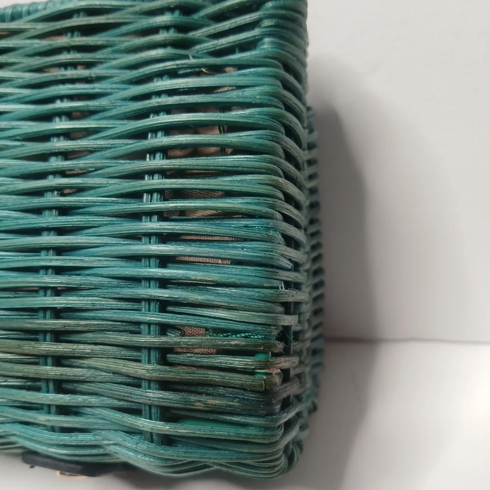 J. Crew Havana‎ wicker straw clutch Green purse
